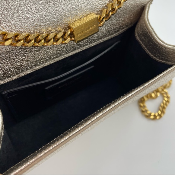 βSOLDβ YSL Kate Small Sparkling Light Gold Bag Clutch - Picture 9 of 16